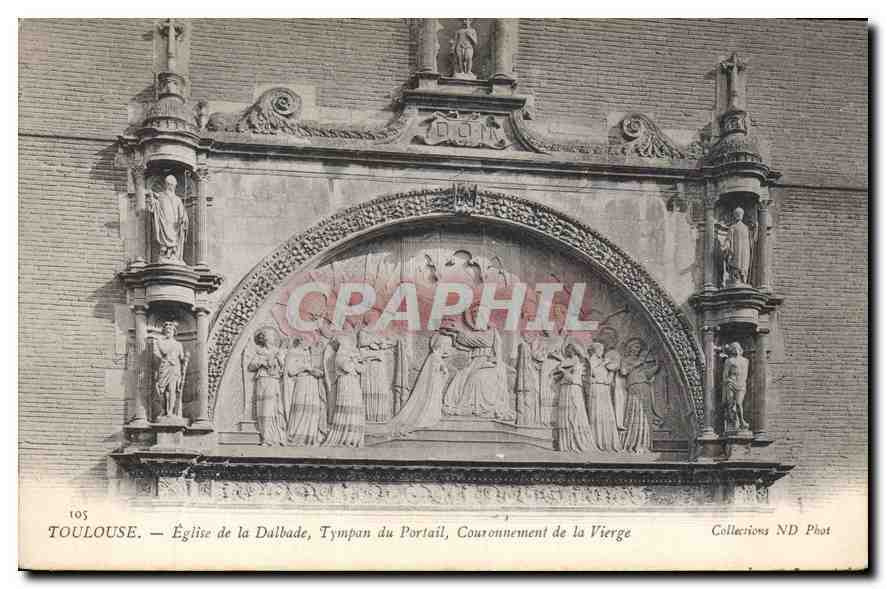 Toulouse — Église de la Dalbade, Tympan du Portail, Couronnement de la Vierge — Collections ND Phot, n° 105