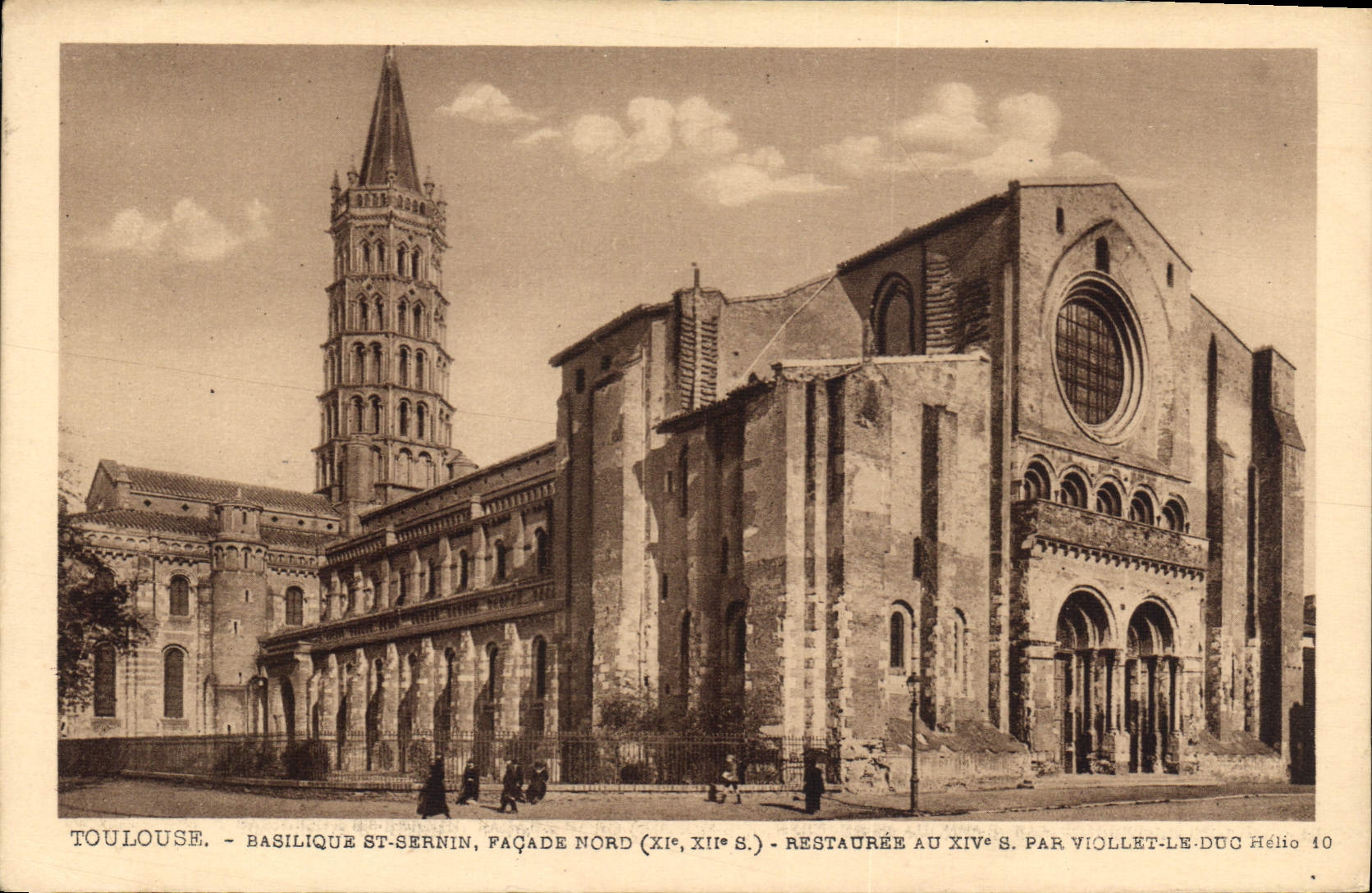 Toulouse - Basilique Saint-Sernin, façade nord (XIe, XIIe s.) - restaurée au XIVe s. par Viollet-le-Duc