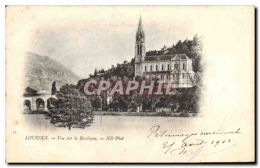 CPA Lourdes vue sur la Basilique 