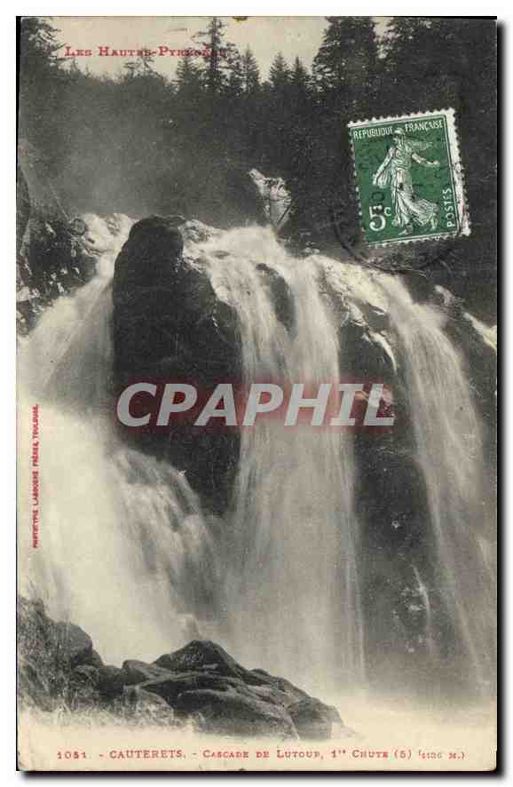 Cauterets - Cascade de Lutoup, 1ère Chute (512 m.) — Imprimerie Laroque Frères, n° 1081