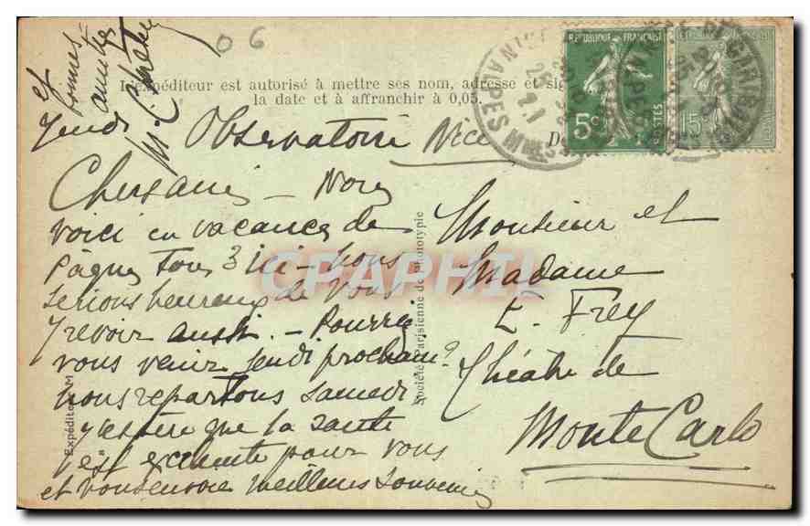 CPA Nice Montee du Chateau  — Rückseite