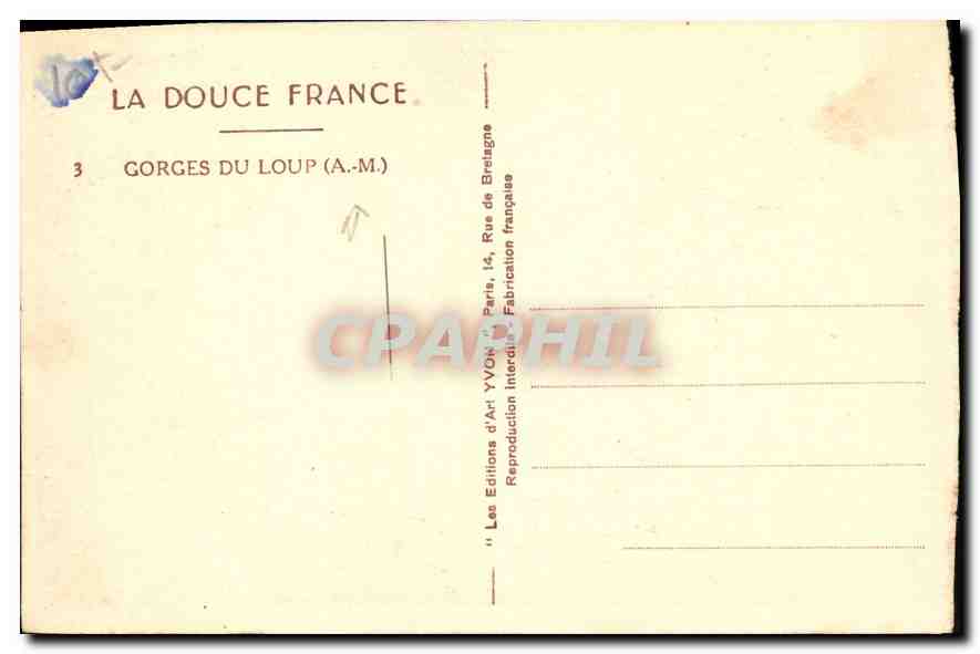 CPA Gorges du Loup A M  — Rückseite
