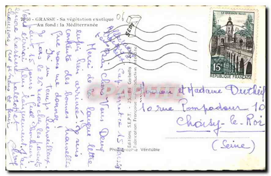 CPA Grasse Sa Vegetation exotique au fond la Mediterranee  — Rückseite