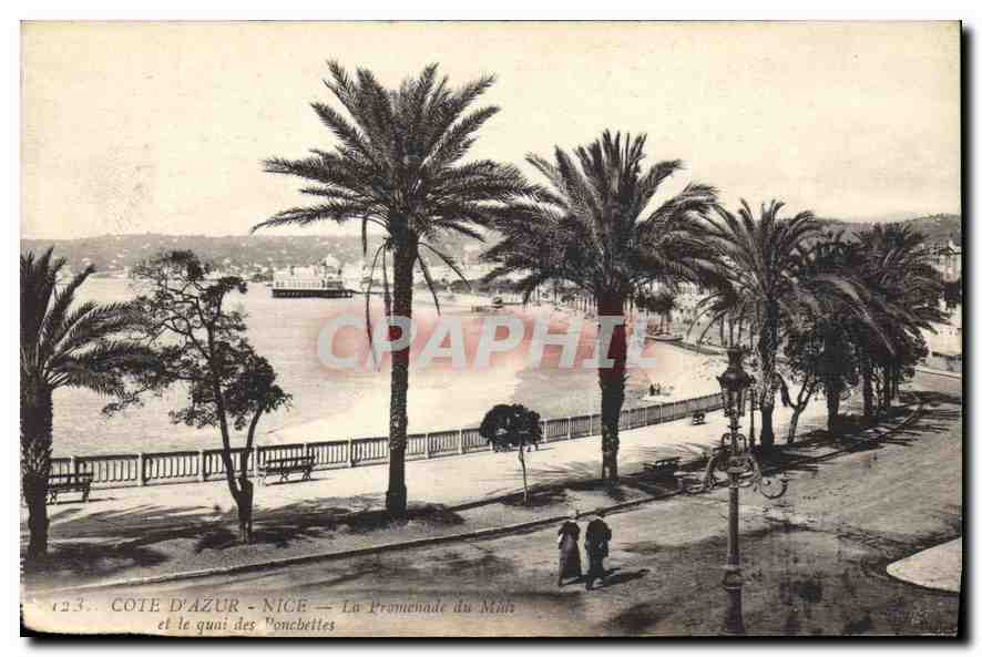 CPA Cote d'Azur Nice la promenade du Midi et le Quai des Ponchettes 