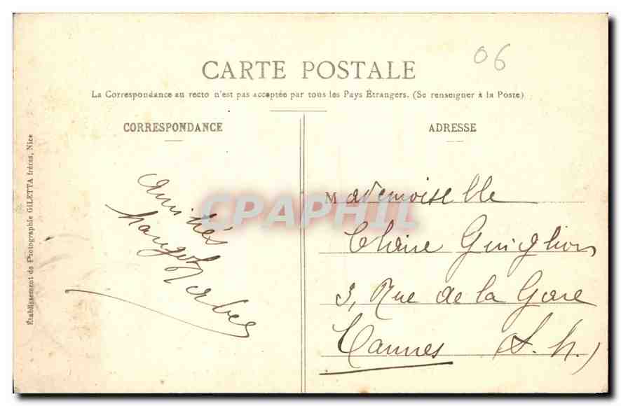 CPA Monte Carlo Casino et Jardins  — Rückseite
