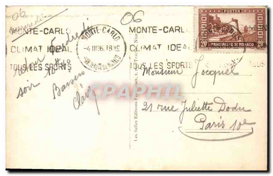 CPA Nice La Promenade des Anglais et le Palais de la Jetee  — Rückseite