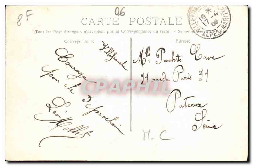 CPA Le Rocher La Ville  — Rückseite