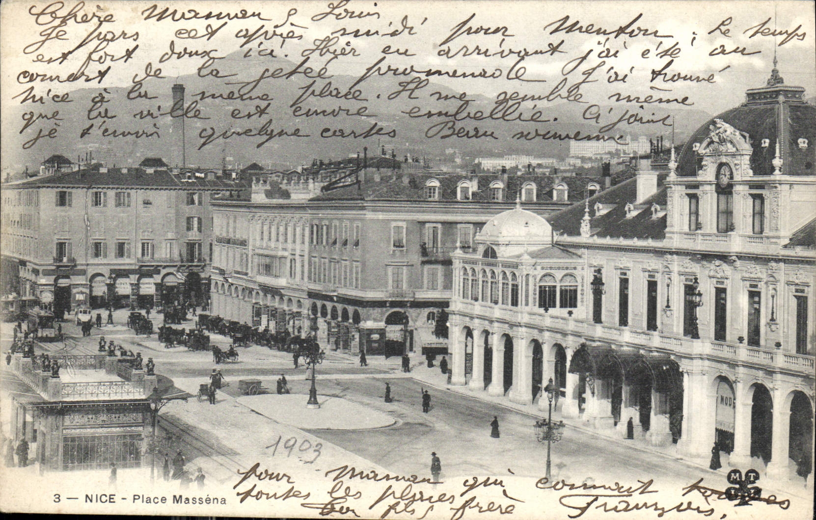 NICE - Place Masséna — vue panoramique — éditeur inconnu, n° 3 - Anverso