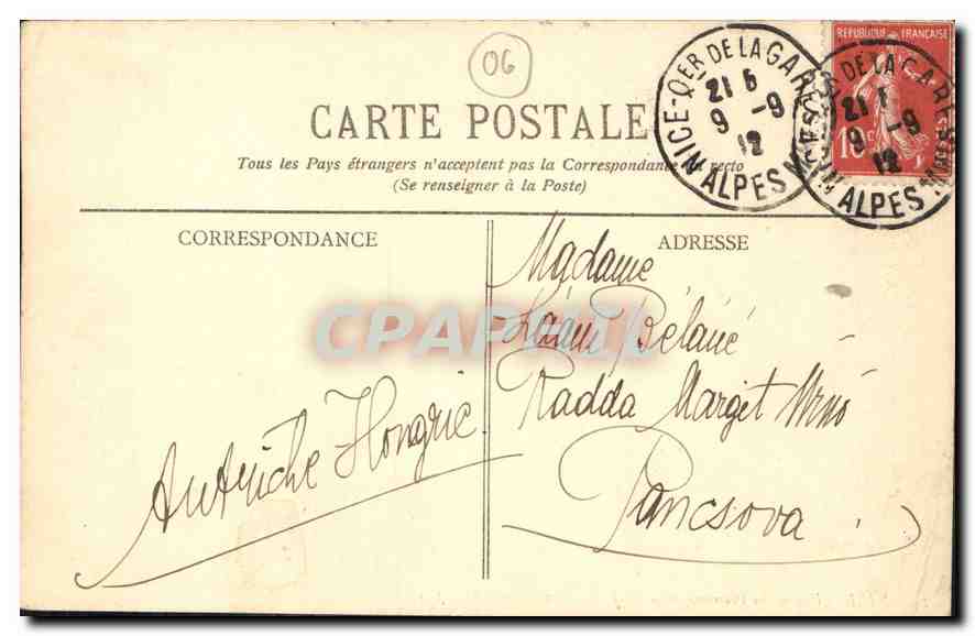CPA Nice Vue sur la Promenade du Midi et les Ponchettes  — Rückseite