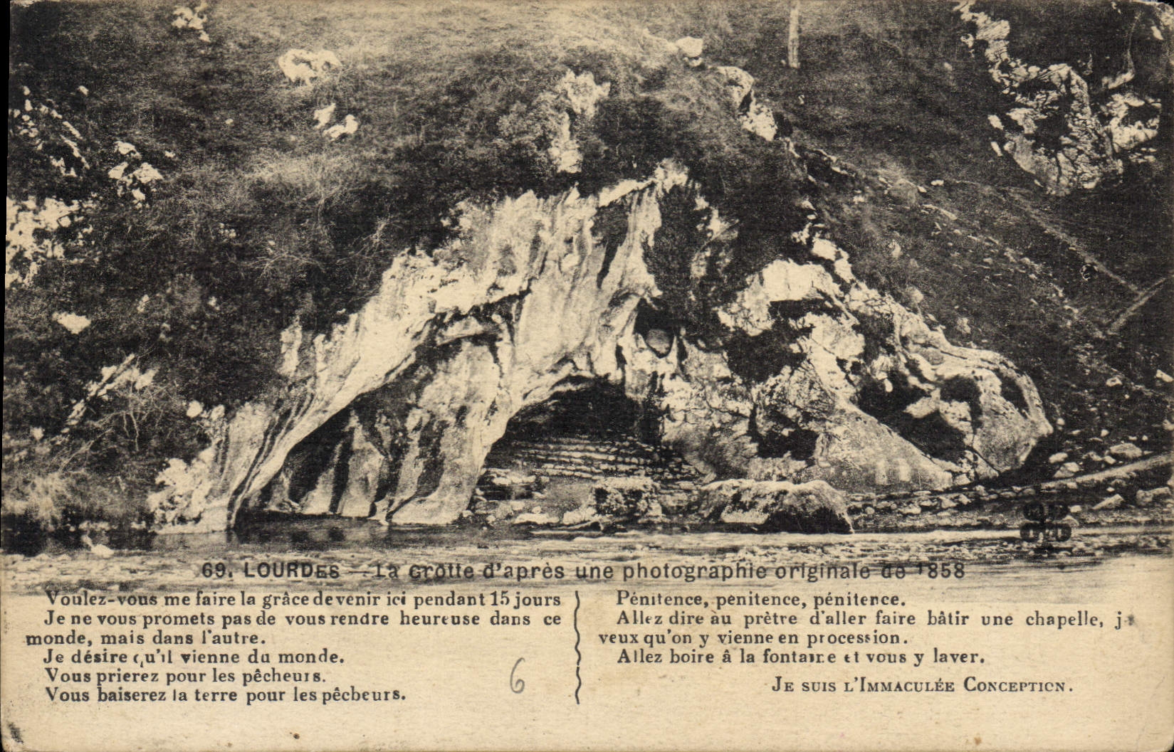 CPA Lourdes la Grotte d'apres une photographie originale de 1858 