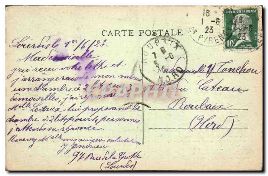 CPA Lourdes la Grotte d'apres une photographie originale de 1858  — Verso