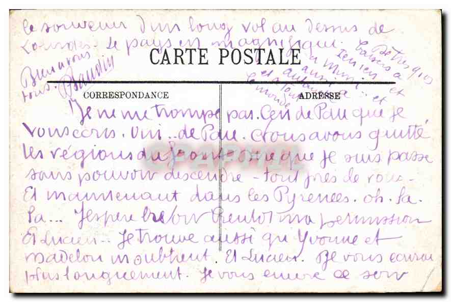 CPA Lourdes l'Esplanade  — Verso