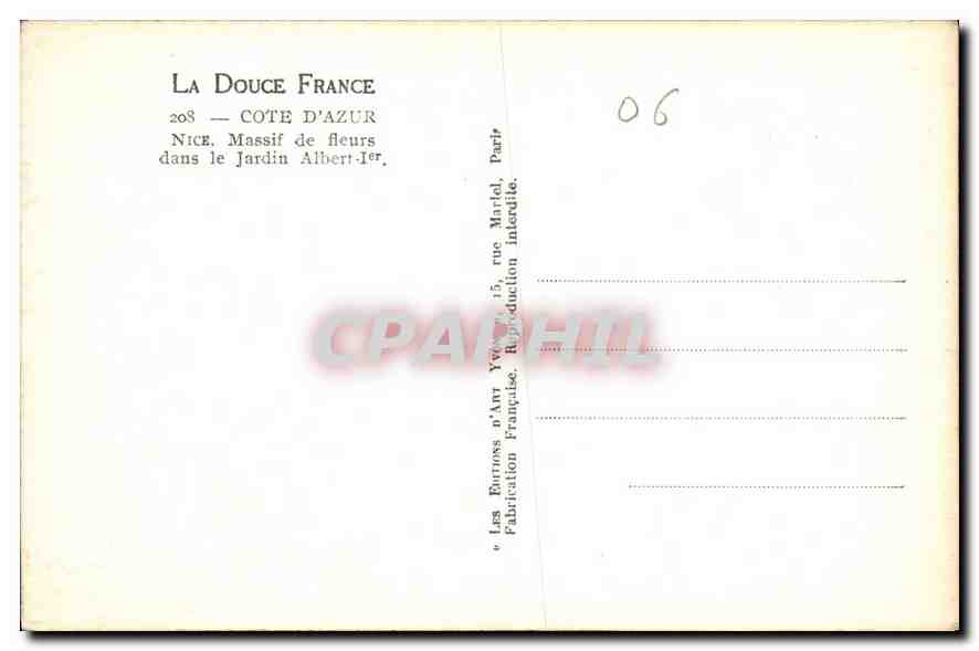CPA La Douce France Cote d'Azur Nice Massif de Fleurs dans le Jardin Albert I  — Rückseite