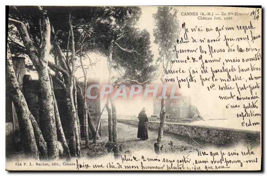 CPA Cannes A M Ile St Honorat Chateau fort 