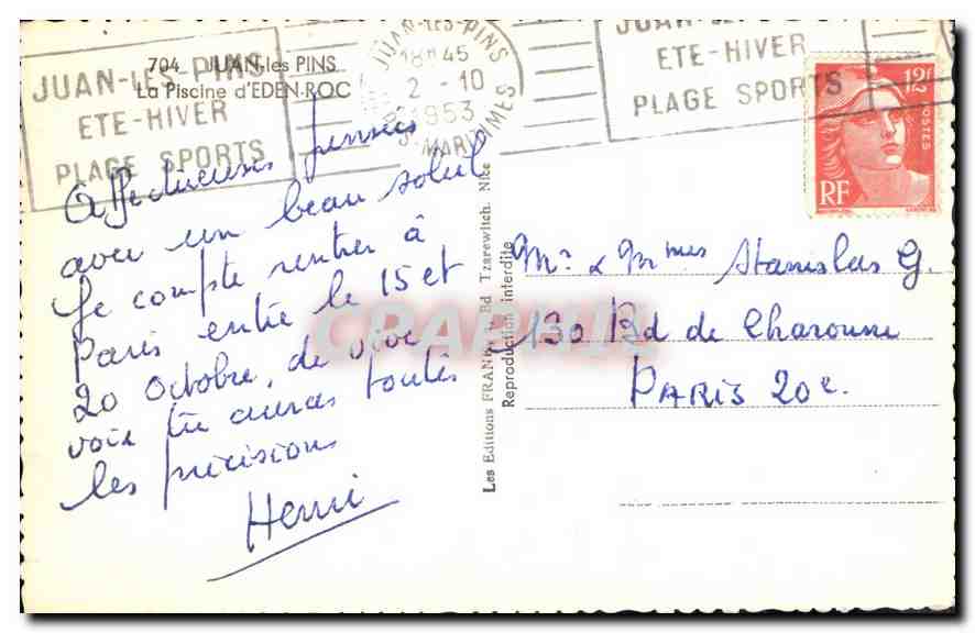 La Piscine d'Eden-Roc — Juan-les-Pins — Les Éditions Interdalle — Rückseite