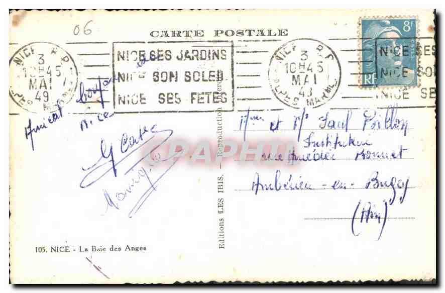 CPA Nice La Baie des Anges  — Rückseite