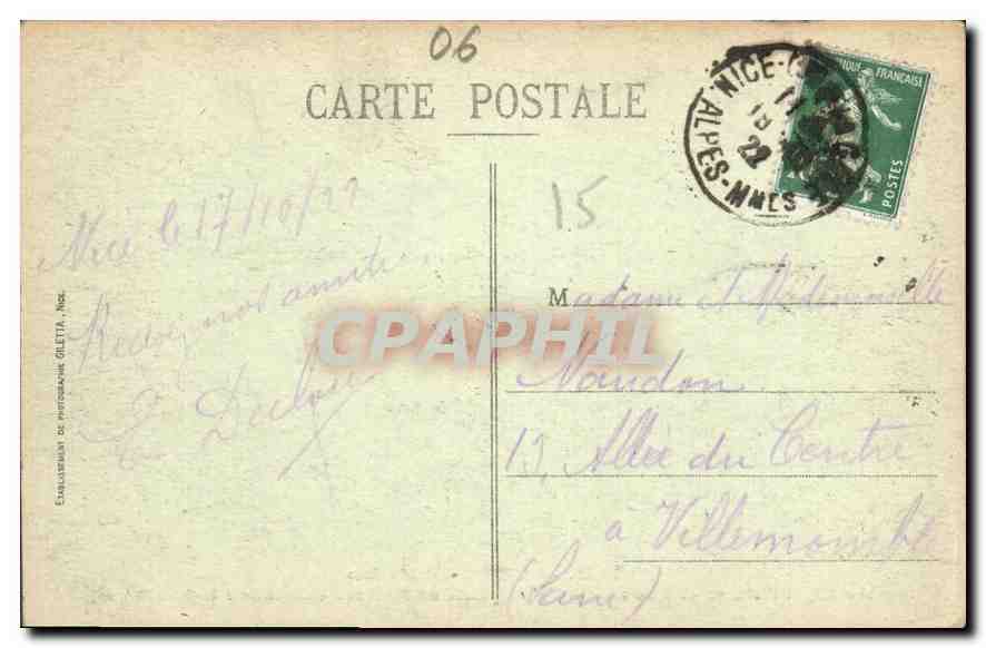 CPA La Turbie A M Le Righi d'Hiver et Vue sur la Principaute de Monaco  — Rückseite