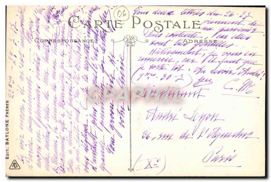 CPA Monte Carlo Vue prise entre les Oliviers  — Rückseite