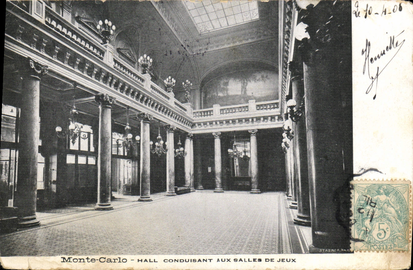 CPA Monte Carlo Hall Conduisant aux Salles de Jeux 
