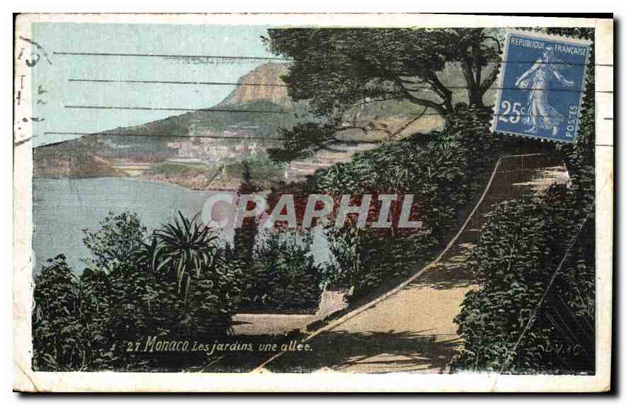 CPA Monaco Les Jardins une allee 