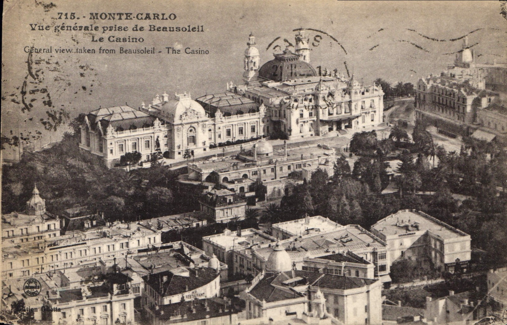Monte-Carlo — Vue générale prise de Beausoleil — Édition Gilletta, n° 715