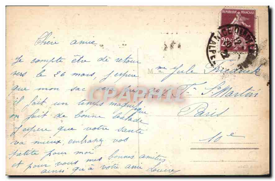 Monte-Carlo — Vue générale prise de Beausoleil — Édition Gilletta, n° 715 — Verso