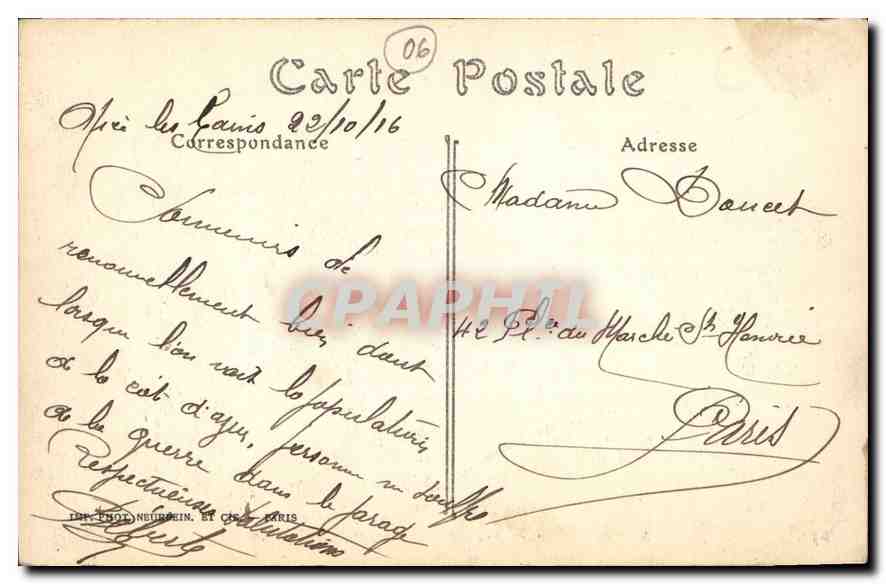 CPA Monte Carlo Vue sur le Casino et l'Hotel de Paris  — Rückseite