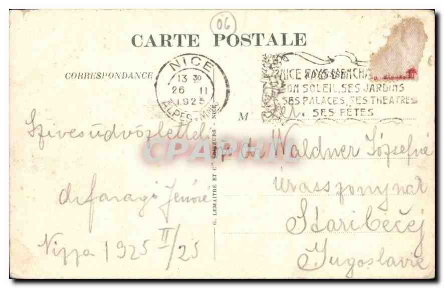 CPA Nice Le Quai des Etats Unis et la Terrasse du Soleil  — Rückseite