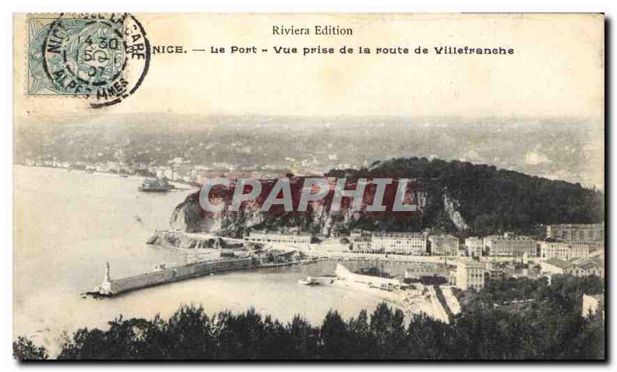 CPA Riviera Edition Nice Le Port vue prise de la route de Villafranche 