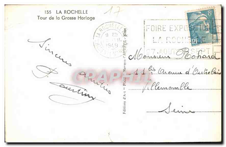CPA La Rochelle Tour de la Grosse Horloge — Back