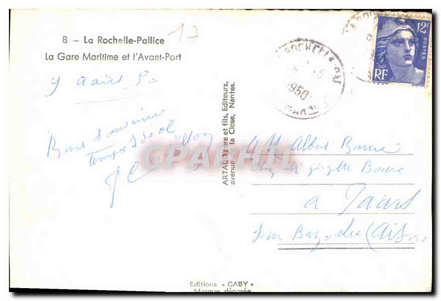 CPA La Rochelle Pallice la Gare Maritime et l'Avant Port  — Verso