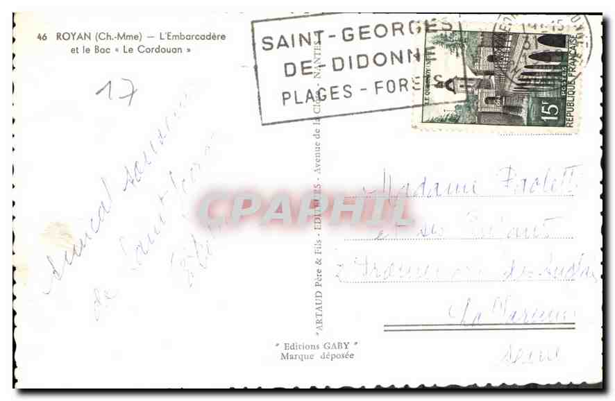 CPM Royan Ch Mme L'Embarcadere et le Bac Le Cordouan Bateau — Rückseite