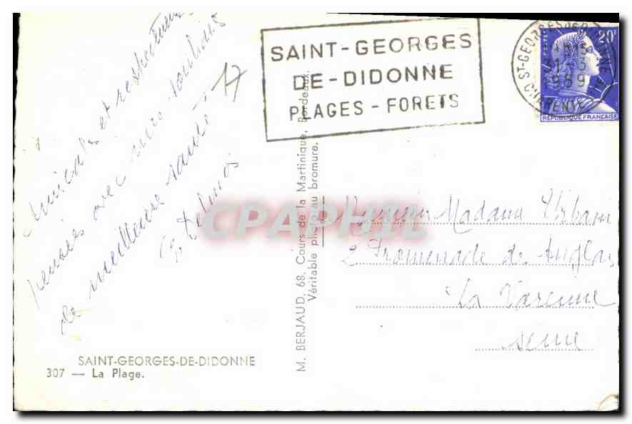 CPA Saint Georges de Didonne La Plage  — Back