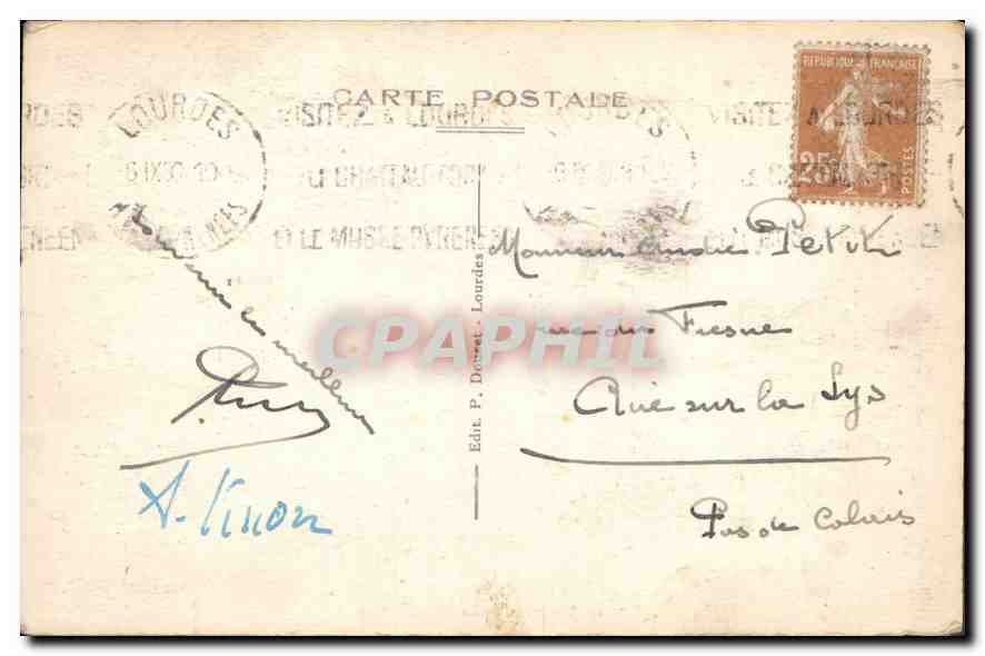 CPA Lourdes La Grotte  — Verso