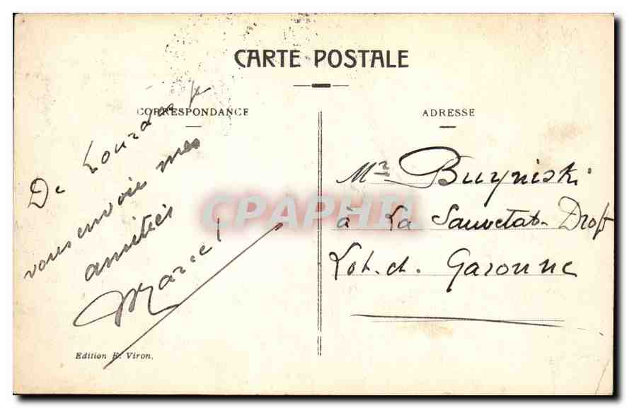 CPA Lourdes vue plongeante  — Verso