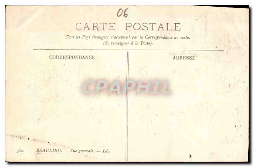 CPA Beaulieu vue generale  — Rückseite