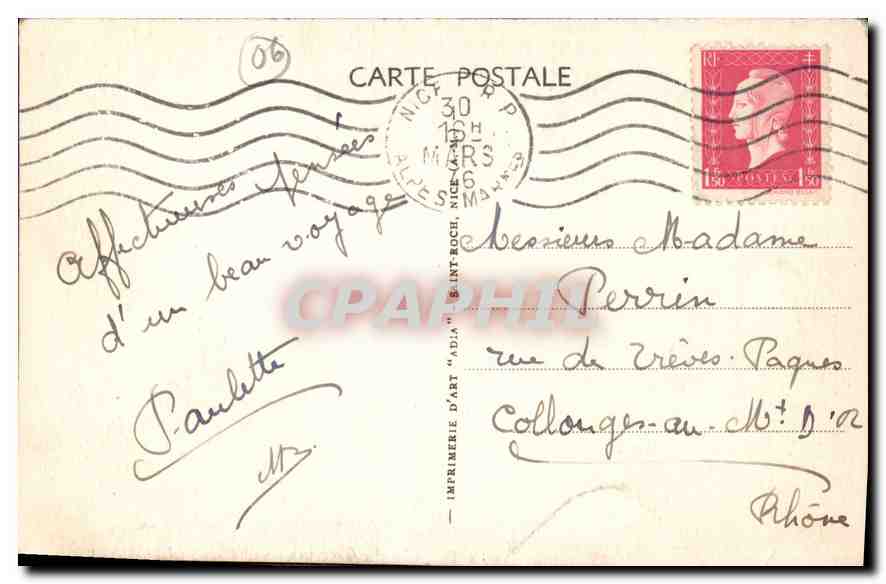 CPA Nice La Cascade du Chateau  — Rückseite