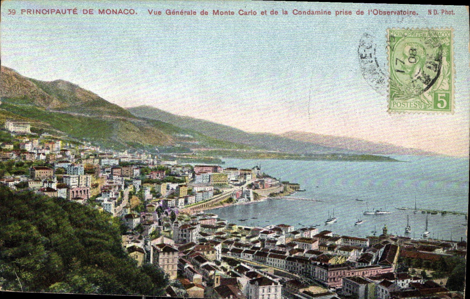 CPA Principaute de Monaco Vue generale de Monte Carlo et de la Condamie prise de l'Observatoire 
