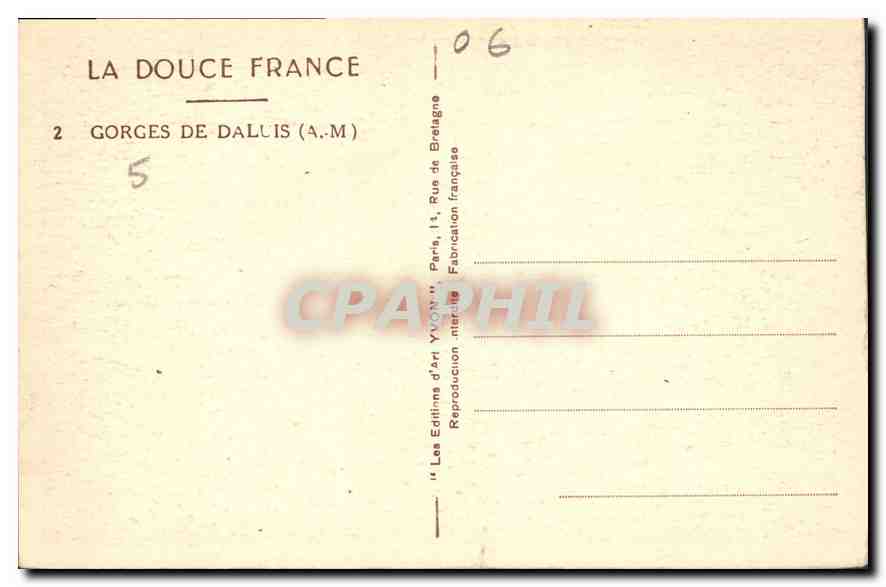 CPA La Douce France Gorges de Daluis A M  — Rückseite