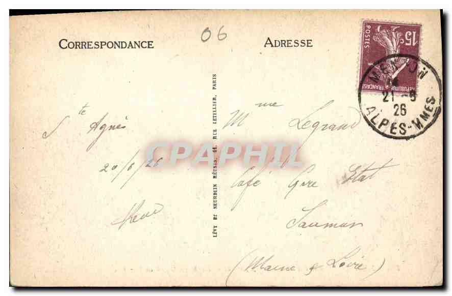 CPA Menton Le Pic de Sainte Agnes et le Righi  — Rückseite