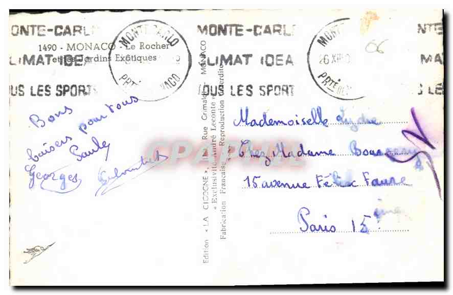 CPA Monaco Le Rocher et les Jardins Exotique  — Verso