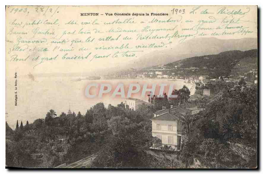 CPA Menton vue generale depuis la Frontiere 