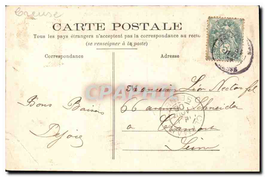 CPA Fresselines Confluent des deux Creuses  — Rückseite