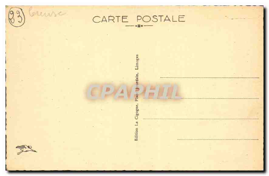 CPA Crozant Creuse les Ruines du Chateau Au fond le Rocher des Fileuses  — Rückseite