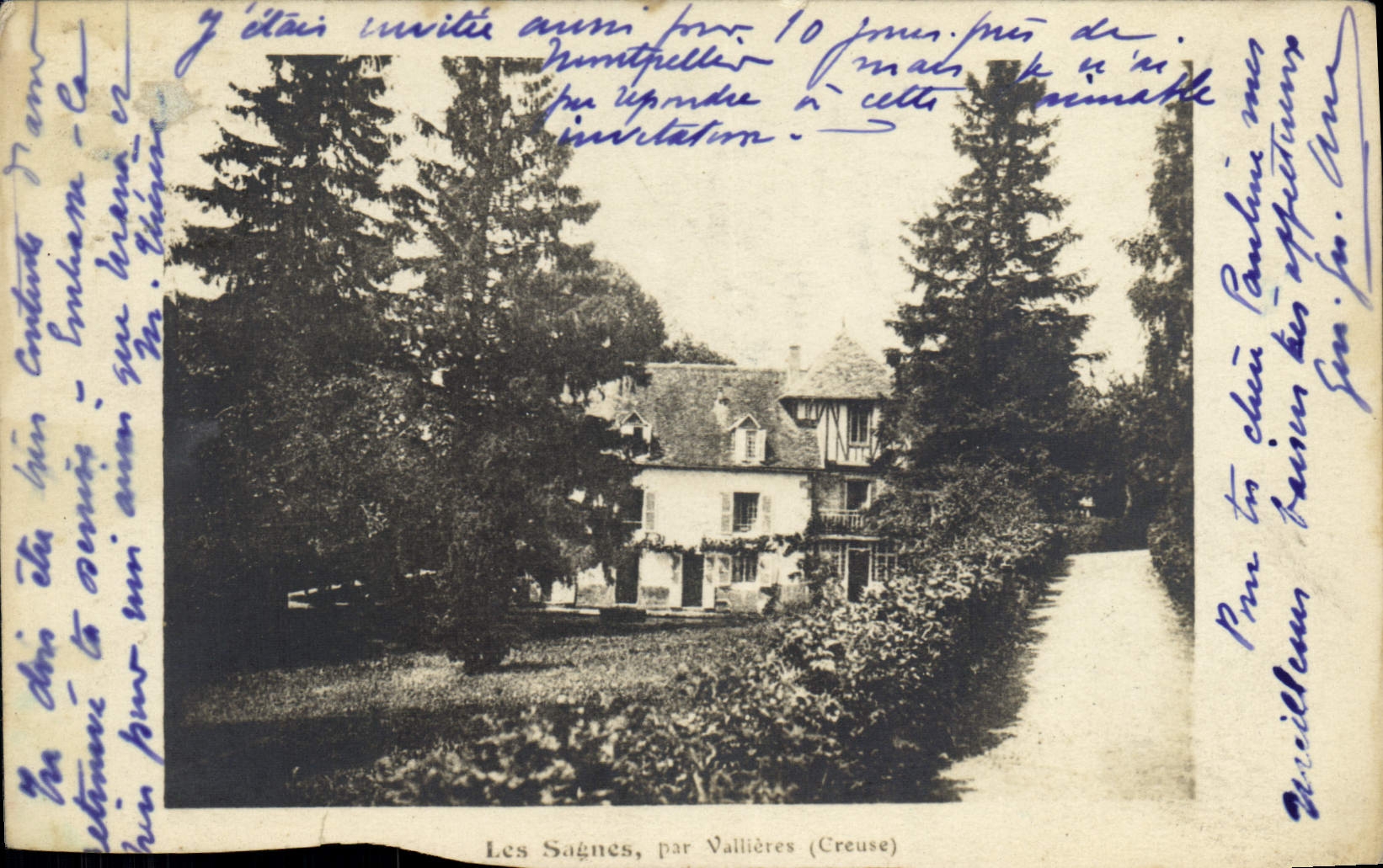 Les Sagnes, par Vallières (Creuse) — maison avec toit en tuiles et jardin — éditeur Vallières (Creuse)