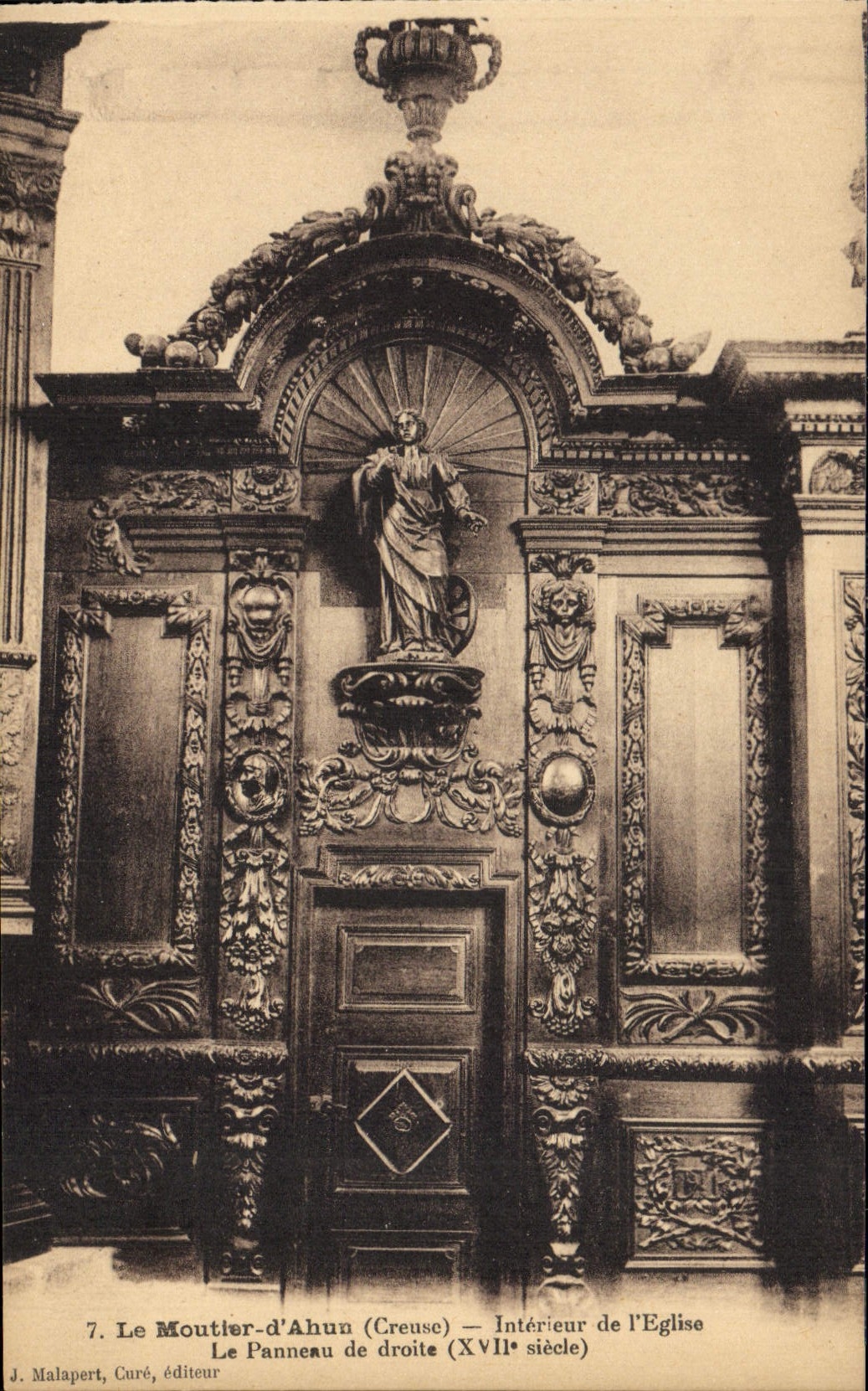 Le Moutier-d'Aun (Creuse) — Intérieur de l'Église — Panneau de droite (XVIIe siècle) — J. Malapert, Curé, éditeur