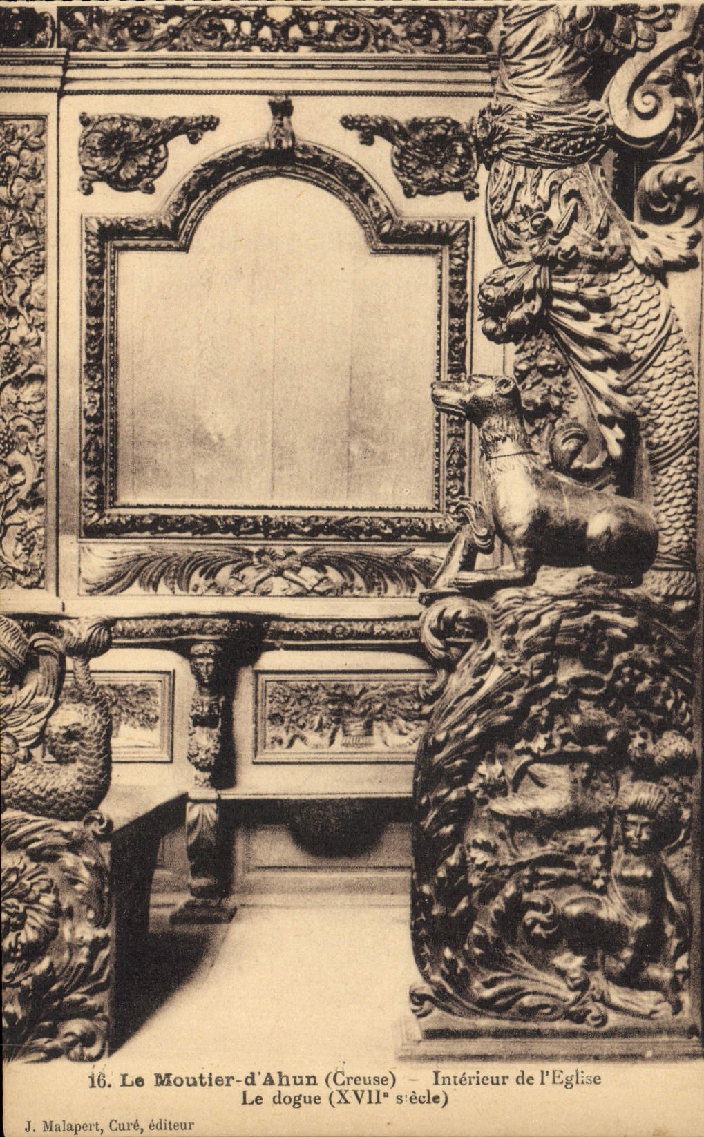 Le Moutier-d'Ahun (Creuse) — Intérieur de l'Église — Le dogue (XVIIe siècle)