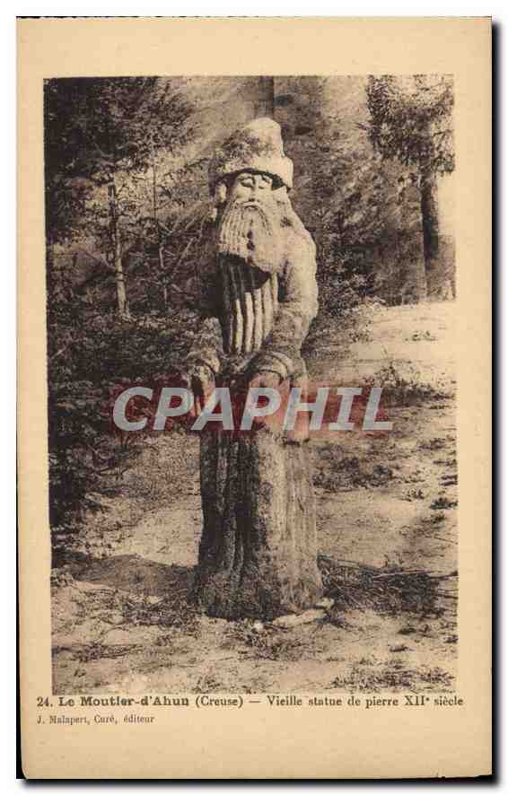 Le Moutier-d'Ahun (Creuse) — Vieille statue de pierre XIIe siècle — J. Malaperi, Curé, éditeur