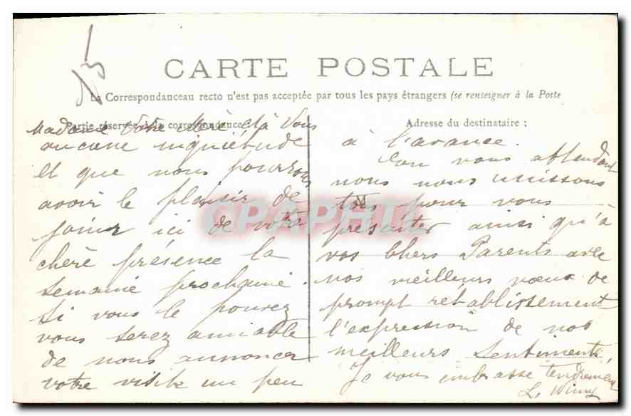 CPA Compiegne Banc de Napoleon  — Rückseite