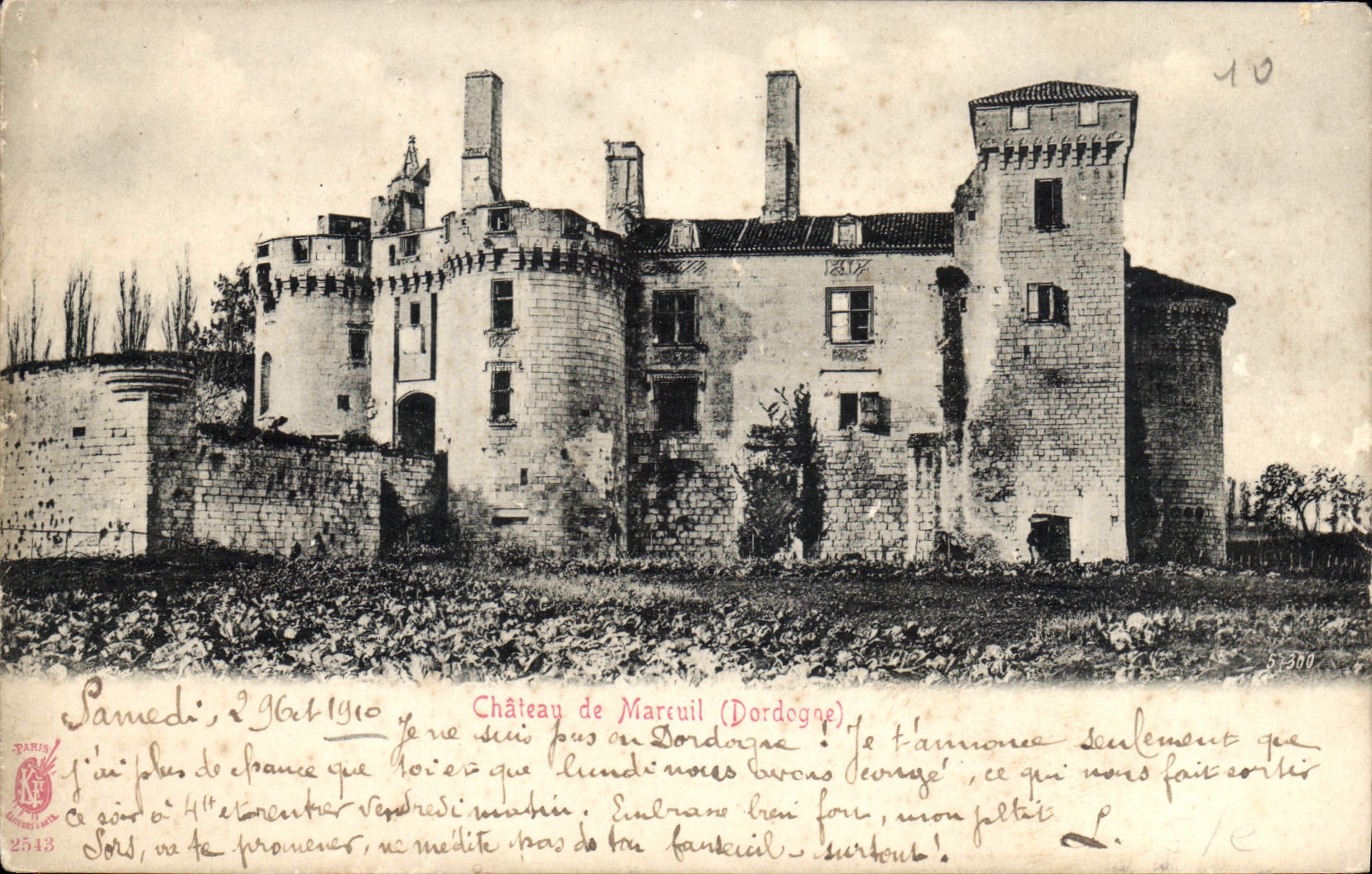 Château de Marcueil (Dordogne) — vue du château en ruine — éditeur Paris, n° 2543